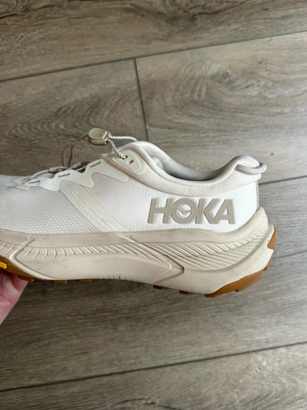 Hoka Transport Eggnog Womens 8.5 Walking Hiking Shoe Cordura Vibram 1123154 EEGG